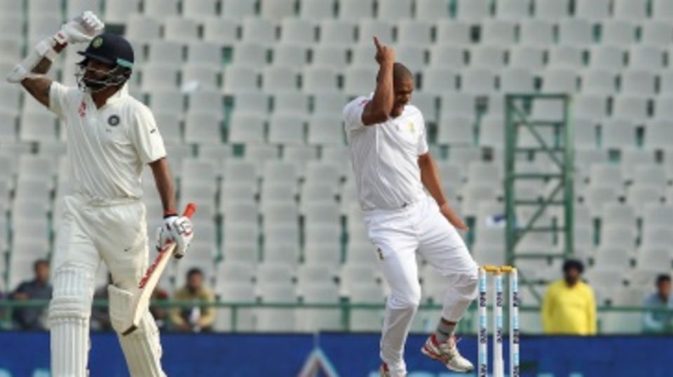 Vernon Philander had Shikhar Dhawan caught in the slips