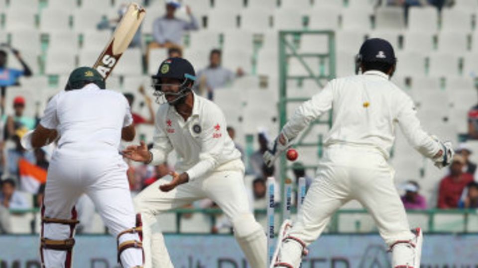 Hashim Amla was bowled after not offering a shot