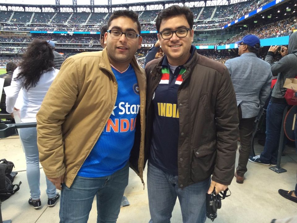 Ankur Jhaveri (right) and Ayush Gupta (left) at the Cricket All-Stars game in New York