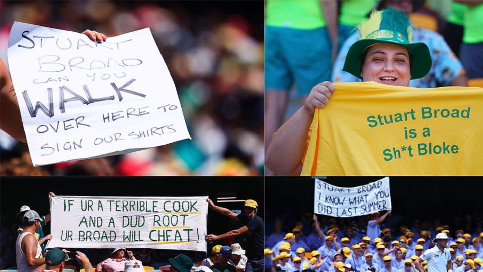 Composite: Stuart Broad banners in Australia