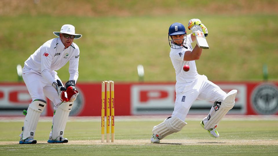 James Taylor drives through the off side during his century