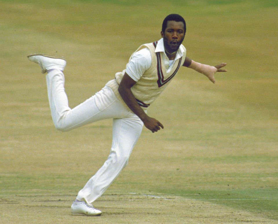 A broken thumb did not prevent Marshall from breaking the back of England's batting