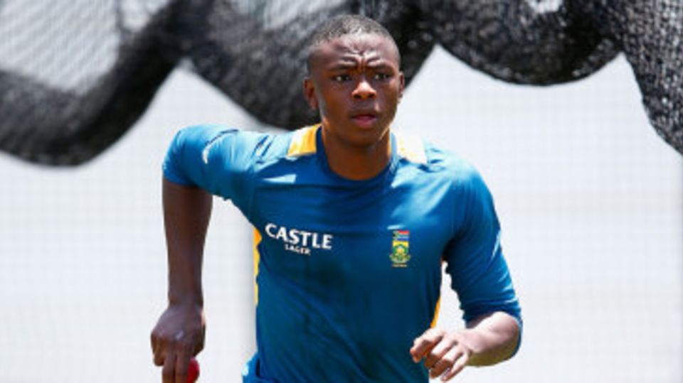 Kagiso Rabada runs in during training