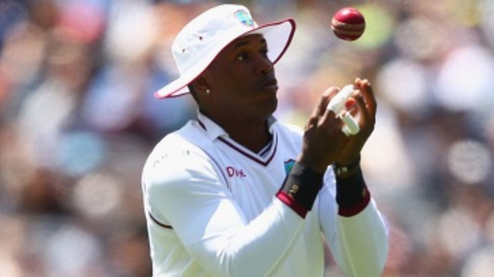 Marlon Samuels took a catch at short extra cover to dismiss David Warner