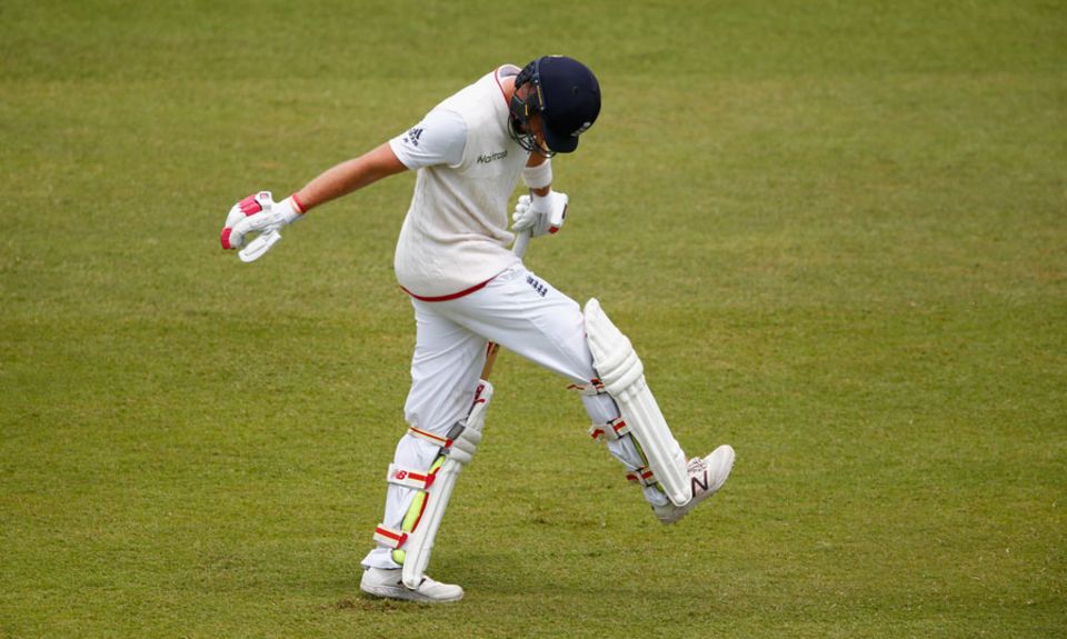 Root's frustration at missing a hundred showed as he left the field