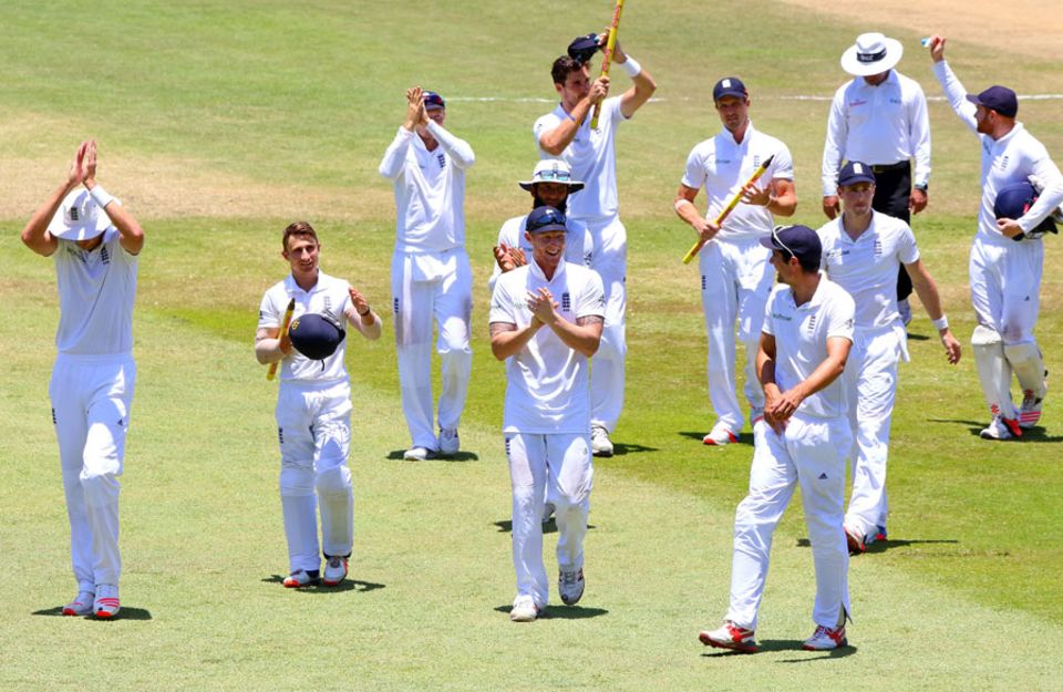 England's players took the applause of the Barmy Army after going 1-0 up in the series