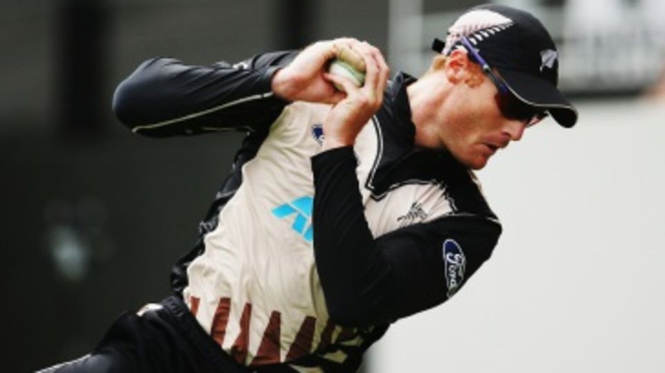 Martin Guptill completes a catch at the midwicket boundary