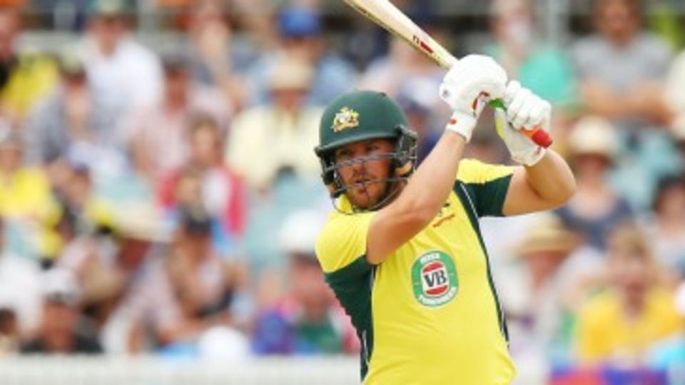 Aaron Finch hits through the off side