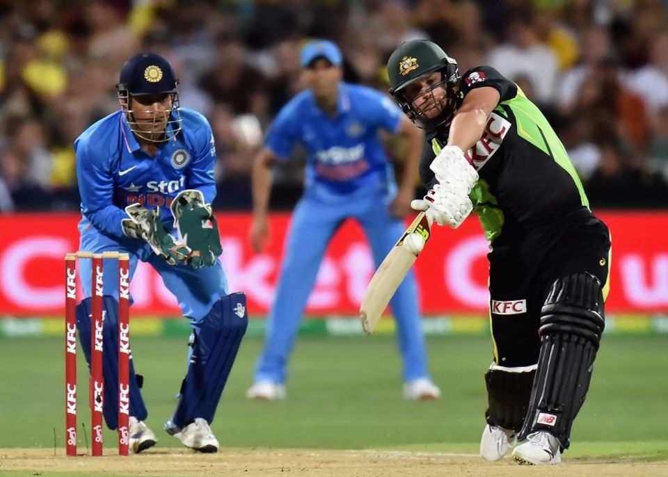 Aaron Finch injured his left hamstring while running between the wickets against India at the MCG