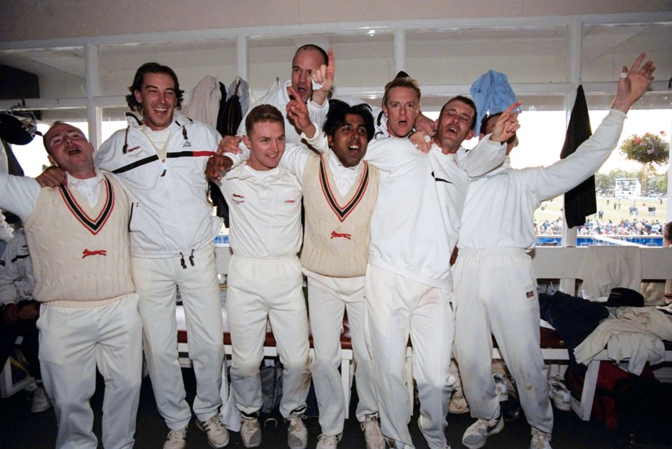 Silverware at last: Leicestershire celebrate their 1996 Championship title