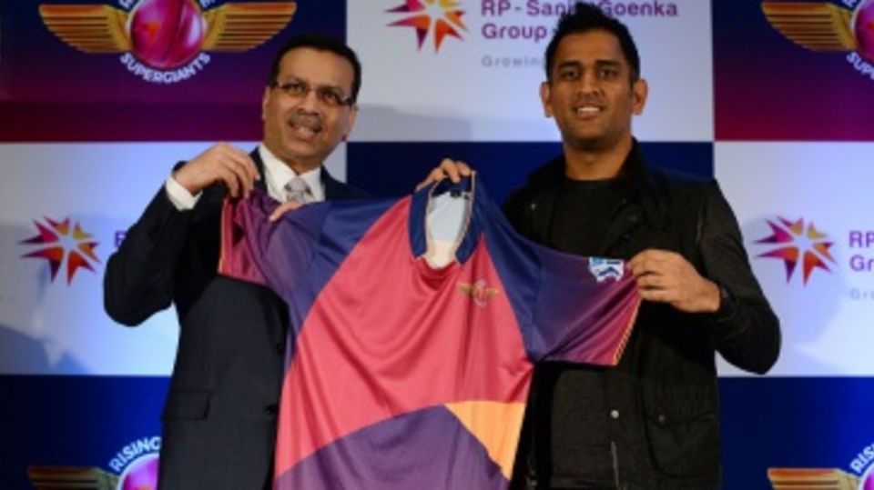 Owner Sanjiv Goenka and captain MS Dhoni unveiled the Rising Pune Supergiants jersey