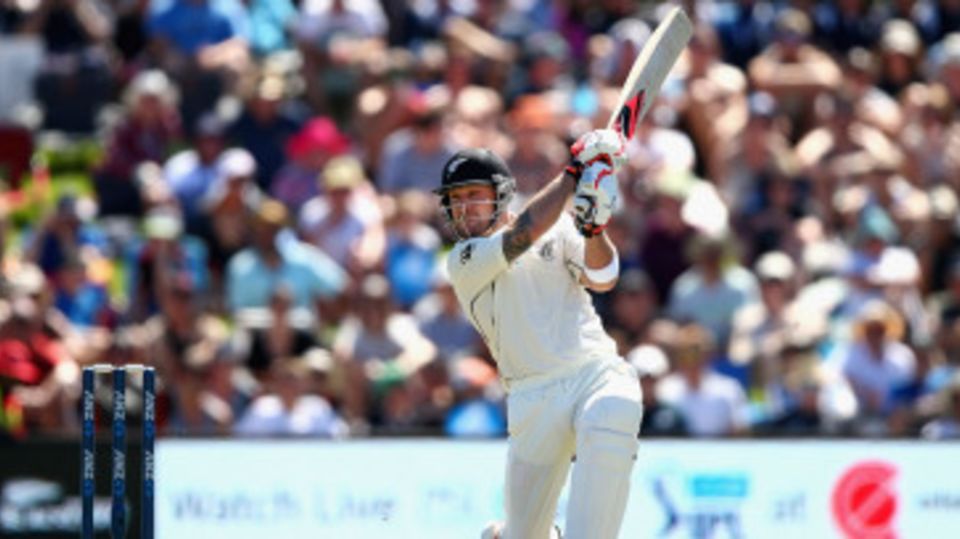 Brendon McCullum hits through the off side