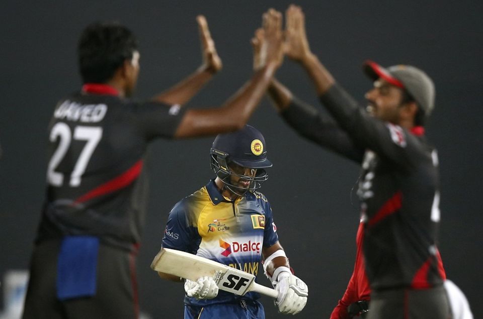 UAE captain Amjad Javed led his team's fightback by dismissing both openers and Milinda Siriwardana in three consecutive overs
