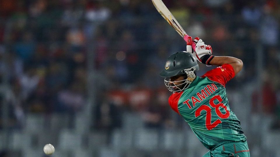 Tamim Iqbal struggled for timing and fell to Jasprit Bumrah for 13 in a slow start