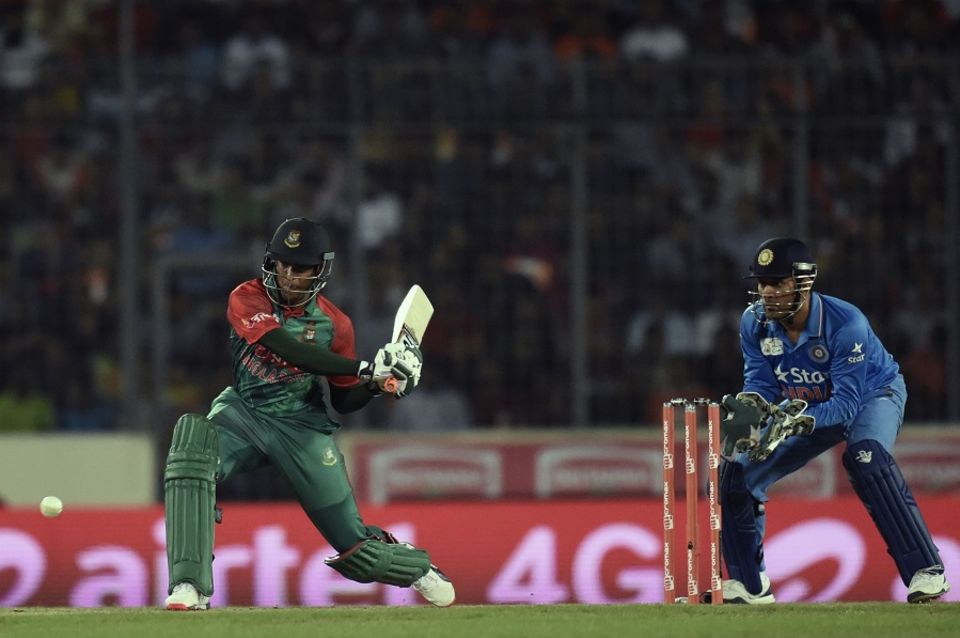 Shakib Al Hasan then flourished briefly before he top-edged a sweep off R Ashwin to short fine leg