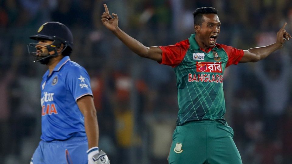 India were hurt early in their chase as Rohit Sharma fell to Al-Amin Hossain the second over