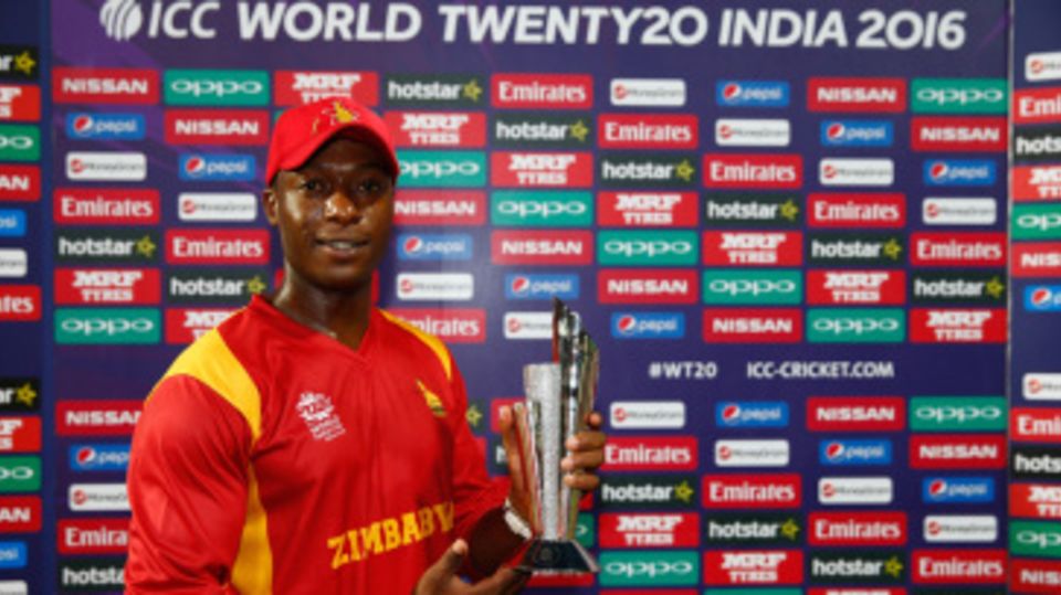 Vusi Sibanda poses with the Man-of-the-Match trophy