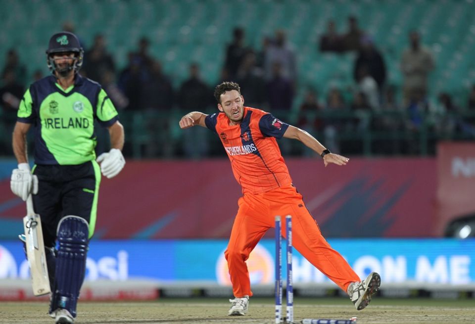 Ireland never recovered as van Meekeren took two more wickets and Ireland stumbled to 47 for 7 from their six overs, to end their campaign without a win