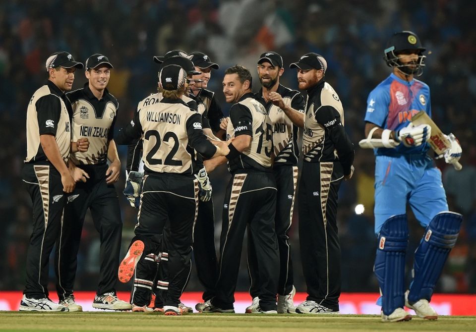 Shikhar Dhawan was trapped lbw by Nathan McCullum in the first over of India's chase