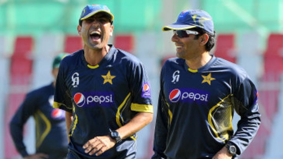 Younis Khan and Misbah-ul-Haq share a light moment
