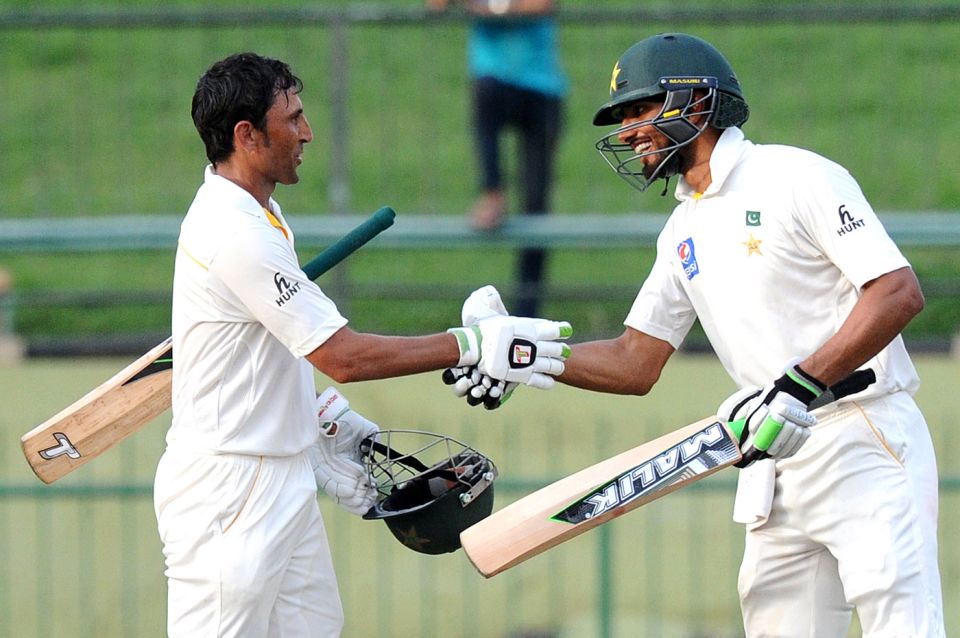 With Shan Masood in Pallekele. Younis said when asked about why he wasn't in his younger partner's ear: "When a guy is playing, why should I put pressure on him unnecessarily?"