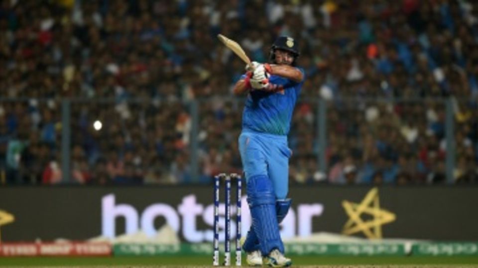 Yuvraj Singh powers a pull shot through midwicket