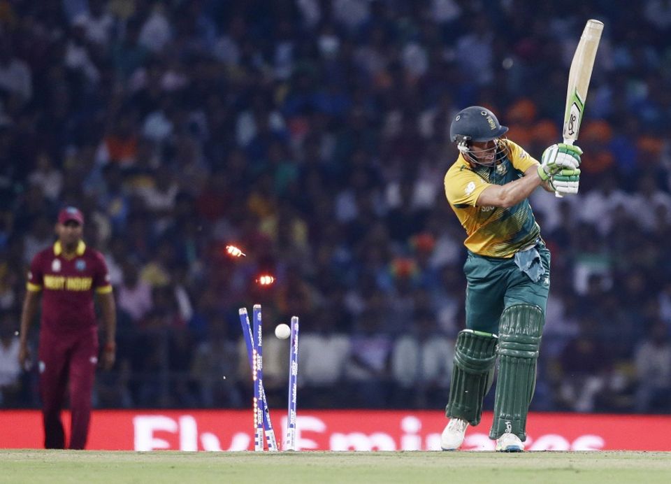 ... de Villiers chopped one on to his stumps in the eighth over