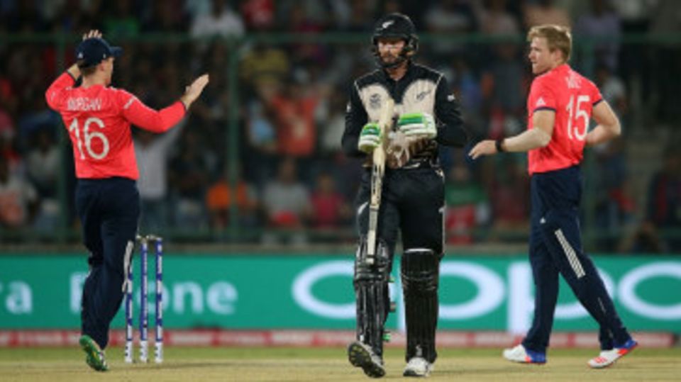 David Willey celebrates the dismissal of Martin Guptill