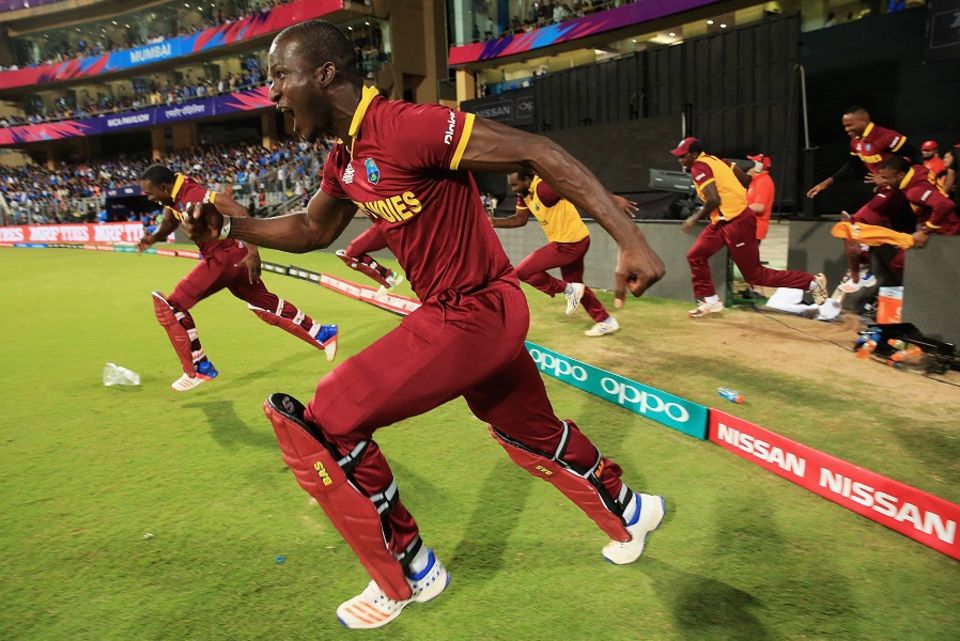 Gayle and Samuels failed, but Johnson Charles, Lendl Simmons and Andre Russell demonstrated fearsome power-hitting to raze the target with seven wickets and two balls to spare. When Russell hit the winning six to set up a final clash against England, his team-mates hurtled from the dugout to celebrate.
