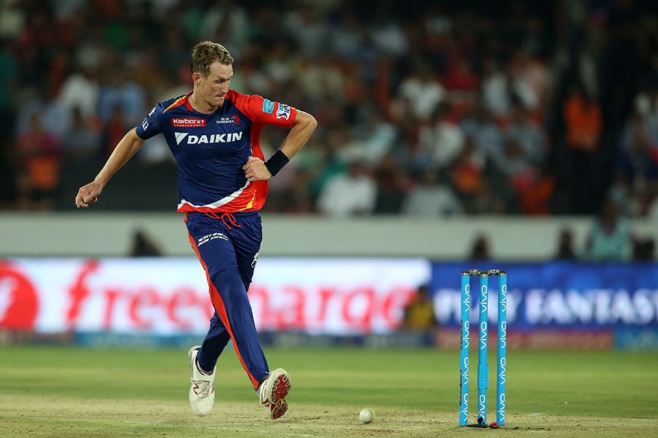 ...and showing nifty football skills to run out Bhuvneshwar Kumar. Morris' figures of 1 for 19 were pivotal in Daredevils restricting Sunrisers to 146 for 8