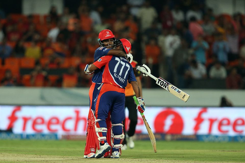 The pair added an unbroken 72 for the fourth wicket in 8.2 overs to power Daredevils home to a seven-wicket win with 11 balls remaining. The result ended a four-match Sunrisers winning streak