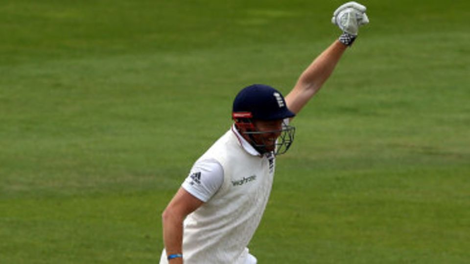 Jonny Bairstow runs through to complete his century