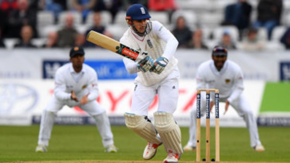 Alex Hales works through the leg side