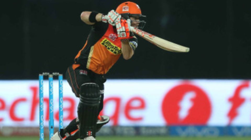 David Warner drives through the covers