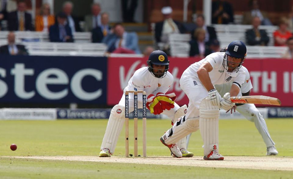 Alastair Cook was fit to bat after a blow to the knee, coming in at No. 7