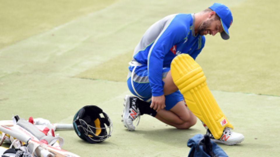Matthew Wade pads up before a net session