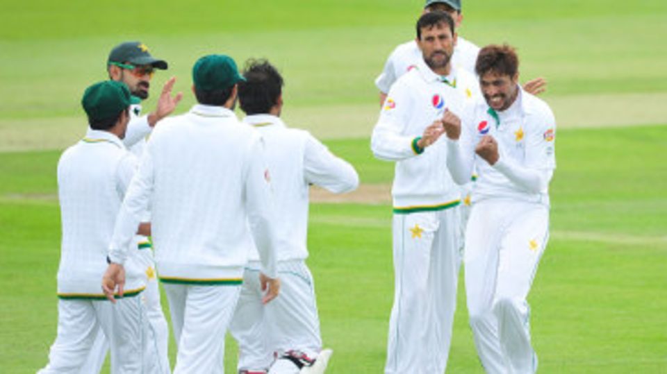 Mohammad Amir enjoys a wicket