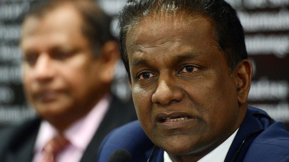 Sri Lanka Cricket president Thilanga Sumathipala addresses the media at a press conference