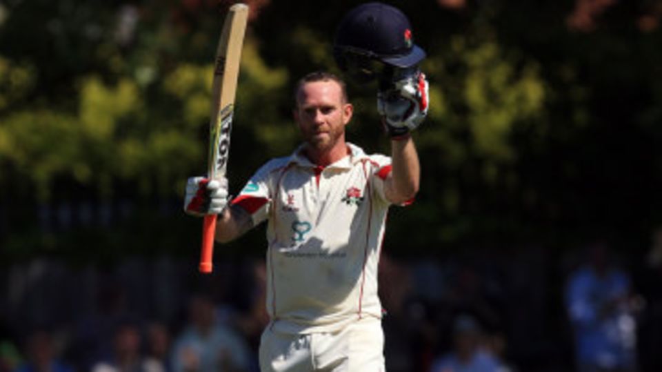 Luke Procter acknowledges his third first-class ton