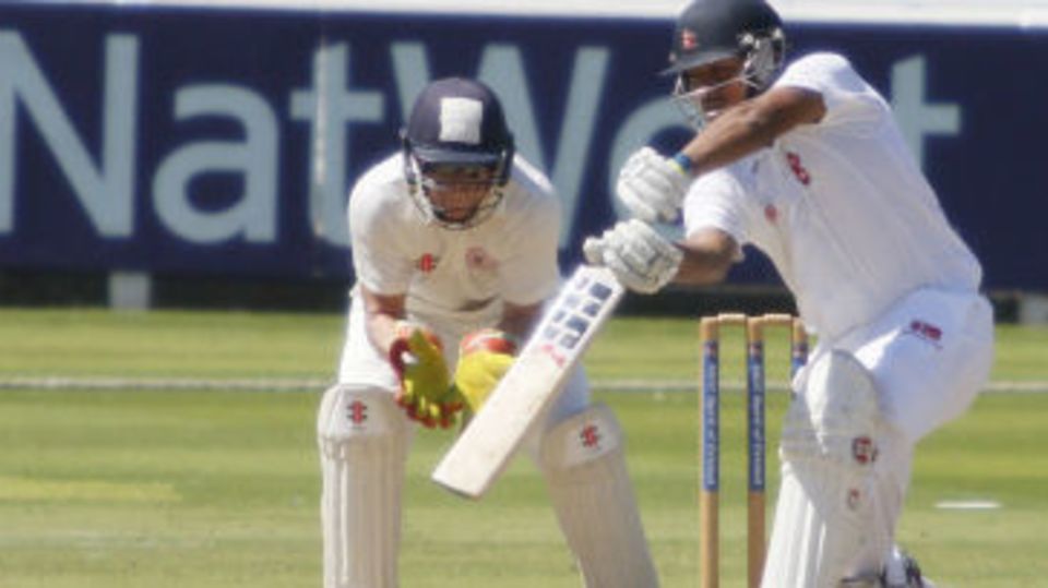 Nepal's Gyanendra Malla plays a cover drive