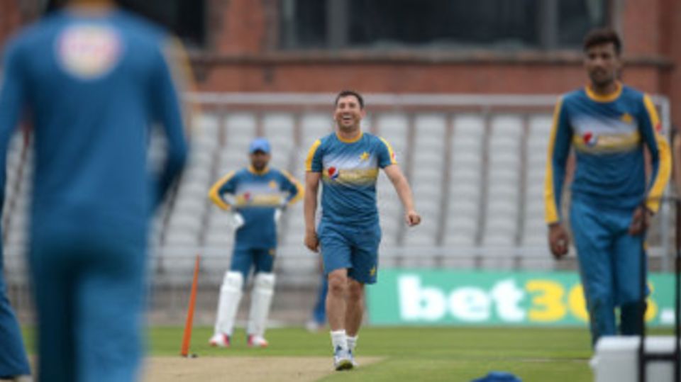 Yasir Shah enjoys a lighter moment during Pakistan's preparations