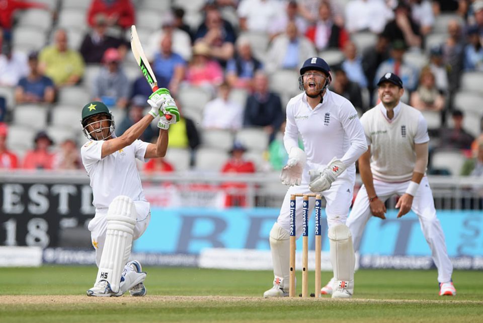 Younis Khan had again spent his innings jumping around the crease to the quicks, but he fell when he picked out long-on against Moeen