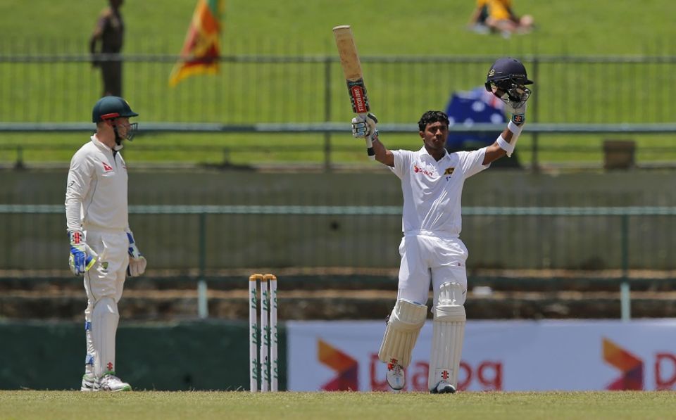 After the break, Mendis got to his maiden ton with a slog-swept six over deep midwicket off Nathan Lyon