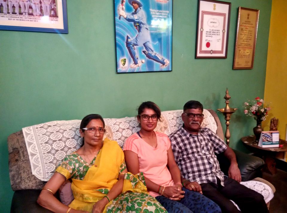 Girl genius: Mithali at home in Hyderabad with her parents
