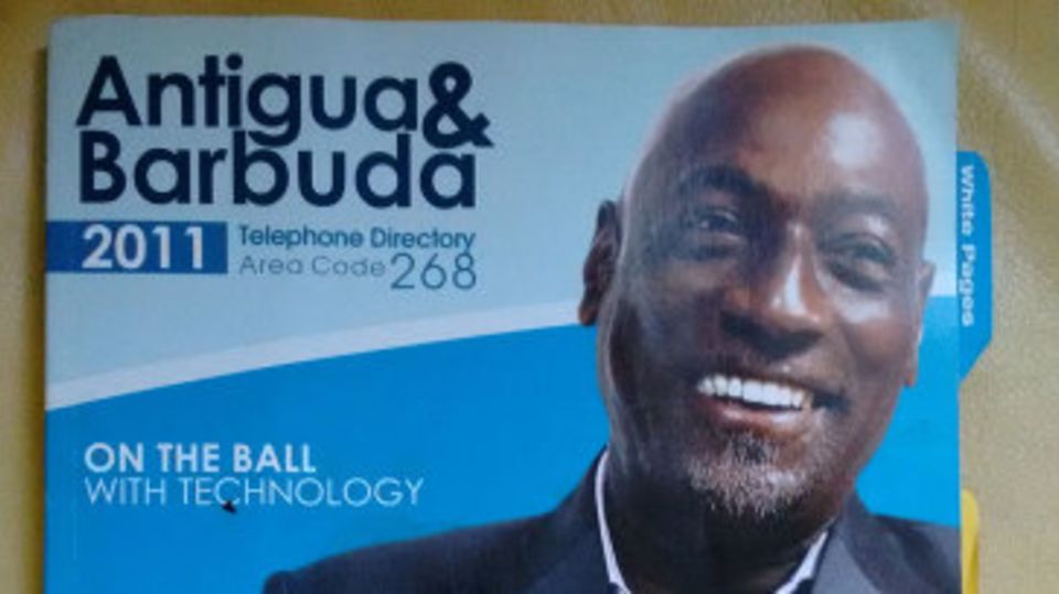 Viv Richards on the cover of the Antigua phone directory