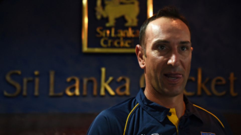 Nic Pothas, Sri Lanka's new fielding coach, speaks at a press meeting