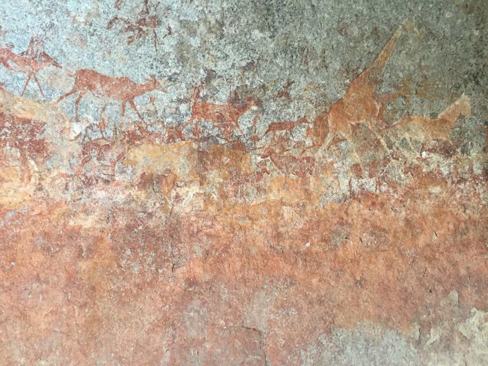 Cave paintings in the Nswatugi cave in Matopos