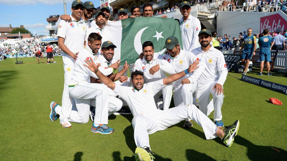 Pakistan's players celebrate victory and a share of the series