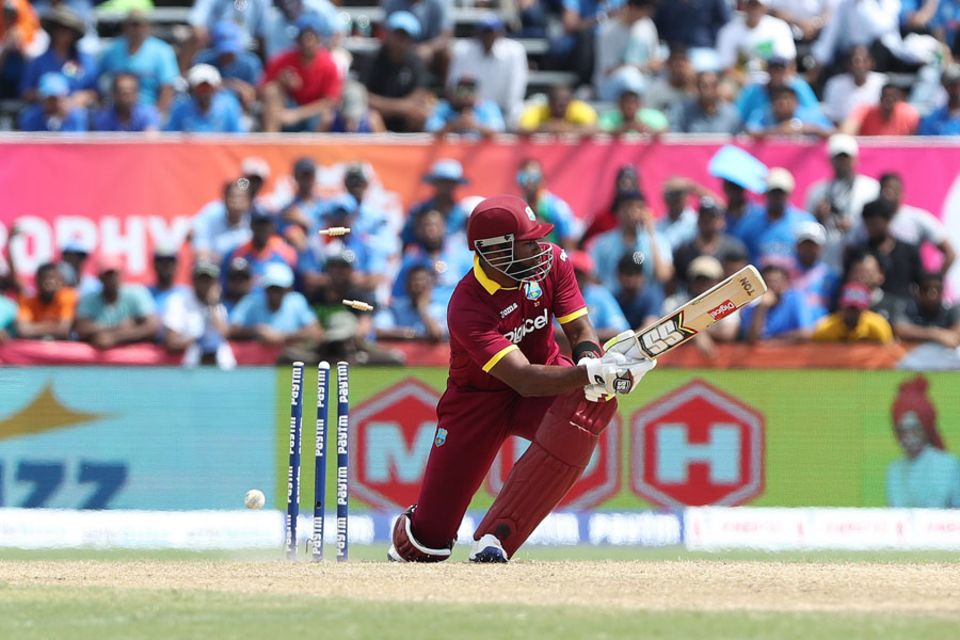 ...but West Indies lost five wickets and managed just 46 runs in their last five overs to finish with a still-commanding 245