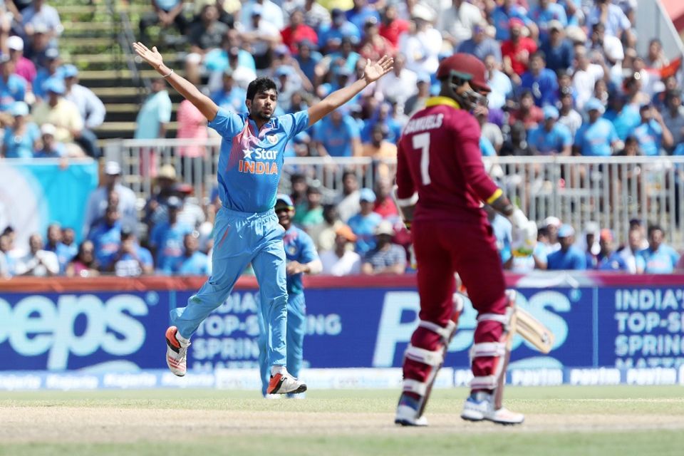Jasprit Bumrah and Ashwin combined to pick up the next three wickets to reduce West Indies to 98 for 6 in 13 overs